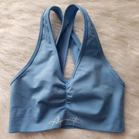 Alphalete Amplify Bra Blue Seamless Longline size S - Picture 2 of 10
